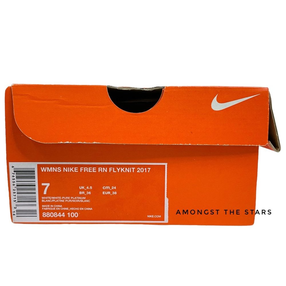 Nike Free RN Flyknit 2017 White Pure Platinum Running Sneakers 880844-100 - Picture 7 of 10